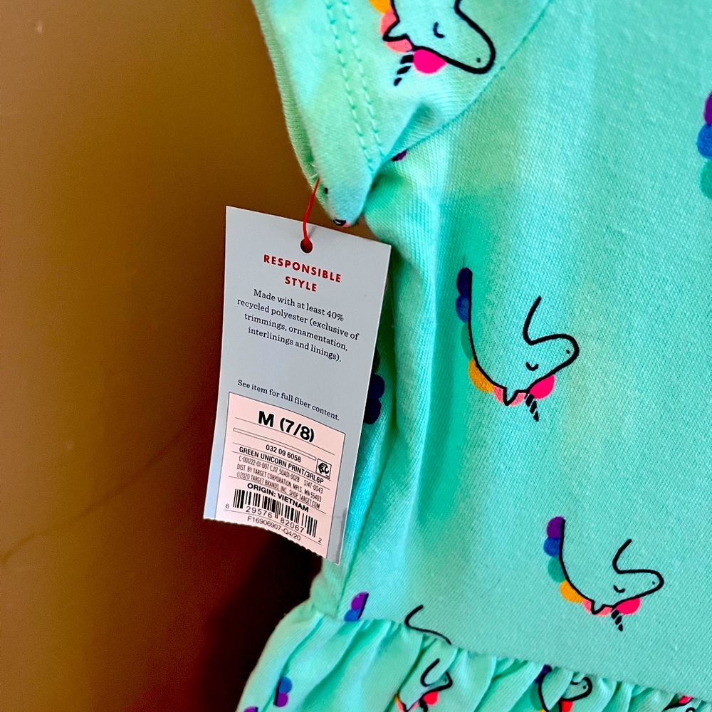 NWT girls teal unicorn dress.